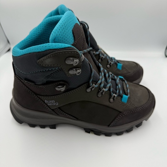 7.5 M Hanwag Torsby Lady Gtx Waterproof Hiking Trail Boots Asphalt/Ocean $290 - Picture 5 of 8